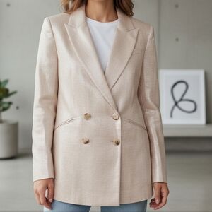 Veronica Beard Parineti Linen Blazer Jacket Metallic Double Breasted Size 10